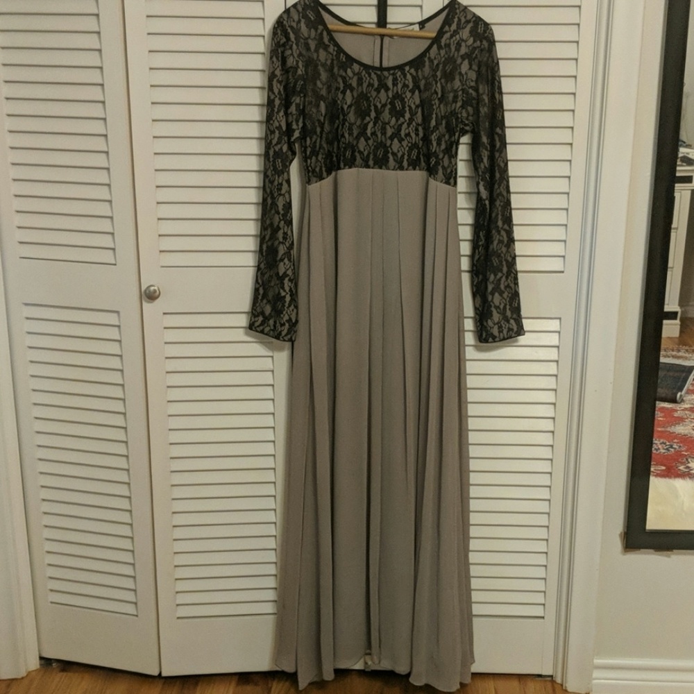 Taupe and black dress long sleeves